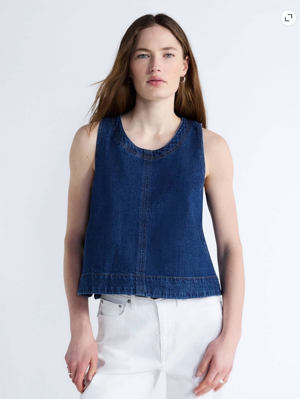 Free Assembly Dark Blue Denim Sleeveless Cropped Top